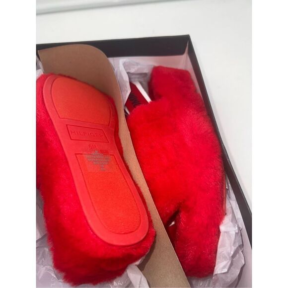Tommy Hilfiger Red Fluffy Slippers - Picture 2 of 8